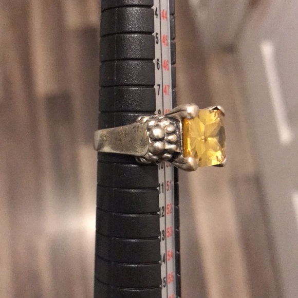 Sterling Thailand yellow glass ring size 5 - Picture 7 of 15